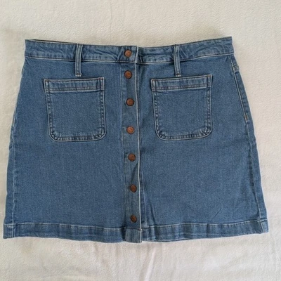 Minifalda vaquera Madewell con botones delanteros para mujer 32 bolsillos planos con parche delanteros Foto 1 de 4