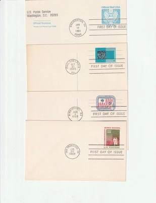 (4) US First Day of Issue Postcards With Preprinted Embossed Stamps. - Image 1 of 2