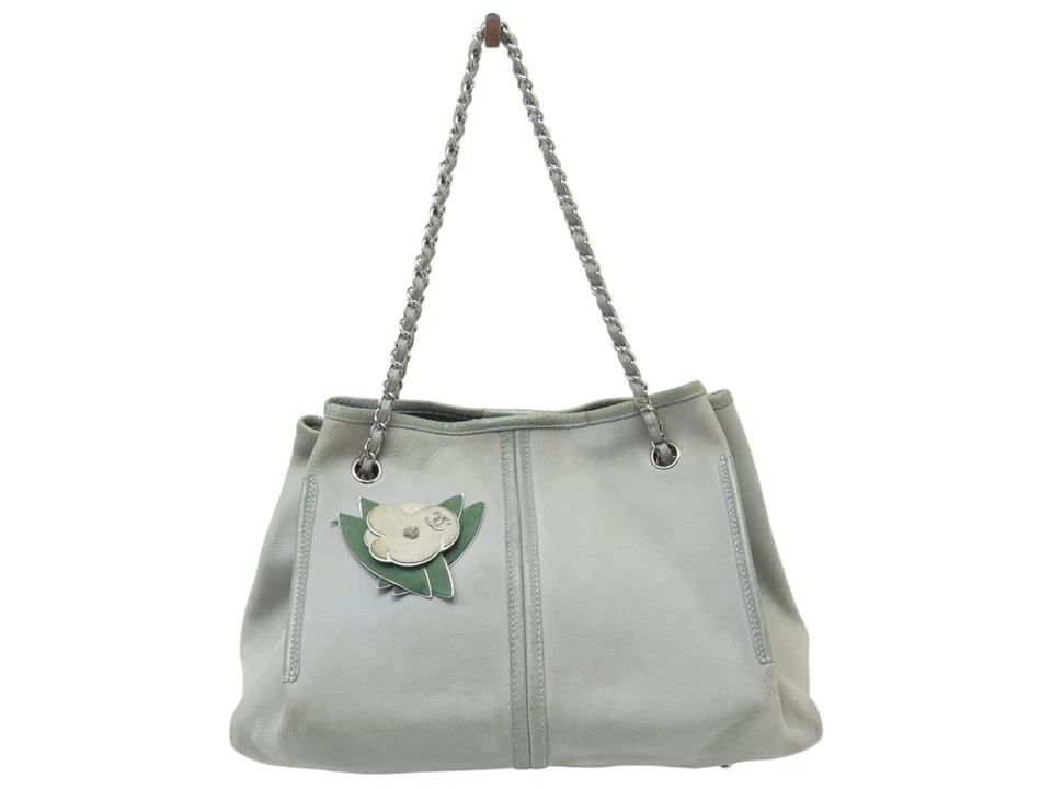 SAC A MAIN CHANEL SAC SHOPPING CAMELIA CUIR GAINE SUEDE GRIS TOTE HAND BAG 6600€ - Photo 1/1