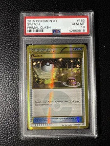 2015 Pokemon XY Primal Clash #163 Gold Switch Secret Trainer PSA 10 - Picture 1 of 2