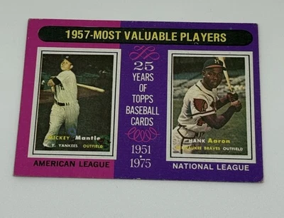 1975 Topps - Mickey Mantle/Hank Aaron #195 - 1957 Jugadores más valiosos Foto 1 de 3