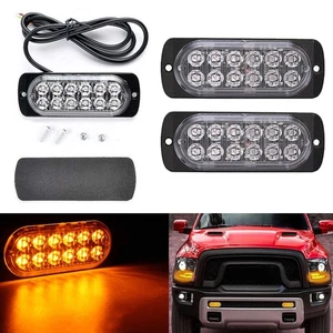 2PCS Yellow 12 LED Car Truck Emergency Warning Hazard Strobe Flash Light Bar - Picture 1 of 11