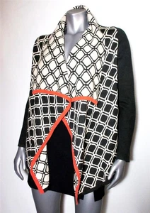 41 Hawthorn S Open Sweater Jacket Gray Black White Geometric Knit Unlined - Picture 1 of 6