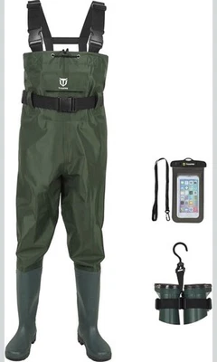 Men's New Size 5 Green Tidewe Waterproof Hunting & Fishing Chest Waders & Boots  - Image 1 of 4