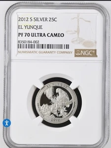 2012 S SILVER EL YUNQUE PF70 ULTRA CAMEO QUARTER - Picture 1 of 2
