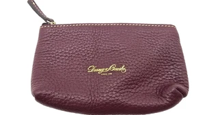 Dooney And Bourke Burgundy Pebbled Leather Zipper Small Coin Purse Wallet - Picture 1 of 3