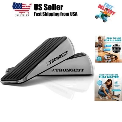 Tapón de puerta de alta resistencia cuña 2 piezas cromadas | Puerta antideslizante de goma y metal S... Foto 1 de 4