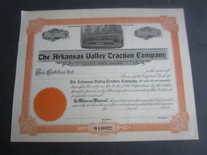 c.1910 - ARKANSAS VALLEY TRACTION Co. - FERROCARRIL - Certificado de Stock - COLO. - Imagen 1 de 1