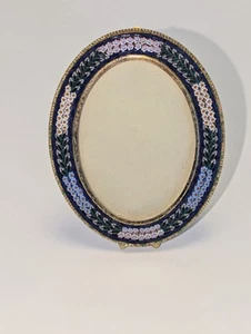 Marco de fotos pequeño de mosaico italiano floral vintage pequeño marco ovalado 4" X 3"  - Imagen 1 de 21