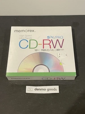 Memorex High Speed CD-RW Discs 5 Pack 12X 700MB 80 Min - Image 1 of 3