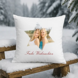 Fotokissen - Ihr Motiv mit unserem Sterndesign gestaltet. individuelles Kissen - Bild 1 von 4