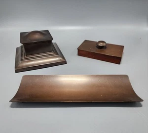 Bradley and Hubbard Arts and Crafts Desk Set with Pen Tray, Ink Well and Blotter - Picture 1 of 10