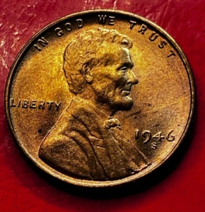 1946-S Lincoln Wheat Cent Penny GEM RD BU From an Original Bank Roll - Picture 1 of 9