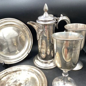 Communion Set Goblets, Jug & Plates, Vintage Silver Plated James Dixon & Sons - Picture 1 of 12