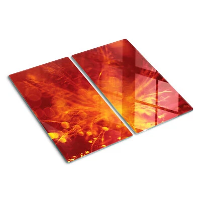 Copri Piano Cottura Fornelli Tagliere 2x30x52cm Fiore arancione Vetro Temperato - Immagine 1 di 4