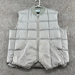 VINTAGE Fieldmaster Vest Mens L Grey Puffer Goose Down Quilted Zip Western 90s - Picture 1 of 14