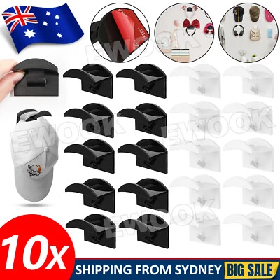 10Pcs Adhesive Hat Hooks Baseball Caps Hangers Rack No Drilling Organizer - image 1 of 4
