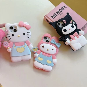 For iPhone 16 Pro Max 15 14 13 12 11 3D Cute Hello Kitty Kuromi Shockproof Case - Picture 1 of 15