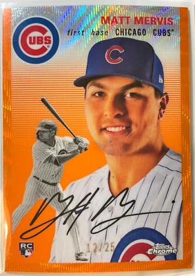 Matt Mervis 2023 Topps Chrome Platinum Orange Wave Refractor /25 Chicago Cubs - Image 1 of 2