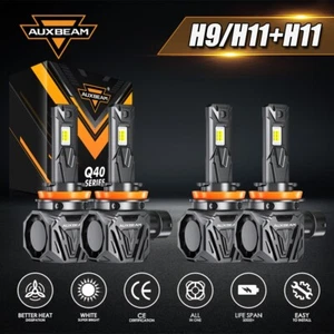 4X AUXBEAM H9 H11 30000LM Combo LED Headlight Hi/Low For Chevy Malibu 2004-2012 - Picture 1 of 12