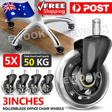 5 Pack Rollerblade Office Chair Wheels Replacement 3" Rolling Casters Set Black