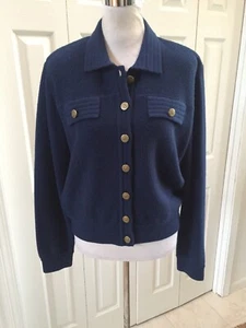 Carlisle 100% Schurwolle Blau Knopf Pullover Jacke L Top! - Bild 1 von 7