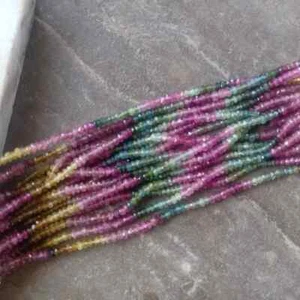 Cuentas de piedras preciosas de turmalina múltiple, cuentas perforadas centrales, cuentas semipreciosas de 3 mm, - Imagen 1 de 4