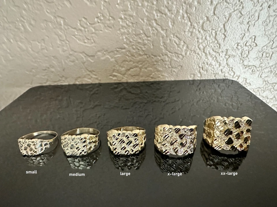 Anillo Pinky Pepita Oro Amarillo 10K Hombre Mujer Pequeño Mediano Grande XLarge XXL Foto 1 de 4