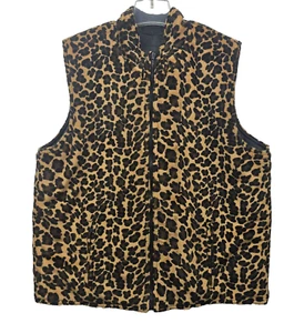 Vintage Faux Fur Leopard Print Vest With Button Detail - Picture 1 of 11