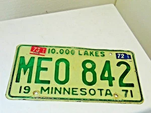 Matrículas vintage MINNESOTA 1971 color blanco y verde 10.000 lagos YD1 - Imagen 1 de 2