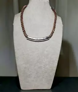 Premier Designs Boho Braided Leather Chocker Necklace Silver Tone Detail - Picture 1 of 10