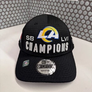 Los Angeles Rams Hat Cap New Era Super Bowl LVI Champions 9FORTY Snapback Black - Picture 1 of 9