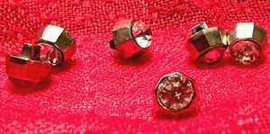 6 Antique Vintage Buttons Metal Striking Rhinestone Round Shank Sewing Lot EUC B - Picture 1 of 6