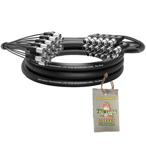 XLR Snake Cable Patch - 16-Channel 10ft Pro Audio Mic Cord Mixer Sound Stage PA - Picture 1 of 13