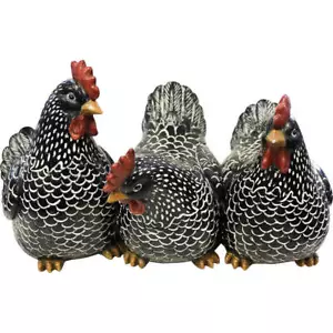 LVD Resin Three Chicken Friends Figurines Home/Garden Decor Display 30cm Black - Picture 1 of 3