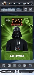 Topps Star Wars Digital Card Trader Green Rebels Empire Darth Vader Insert - Picture 1 of 1