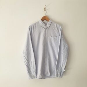 Lacoste Classic Fit Mens Long sleeve button down striped shirt 100%cotton size M