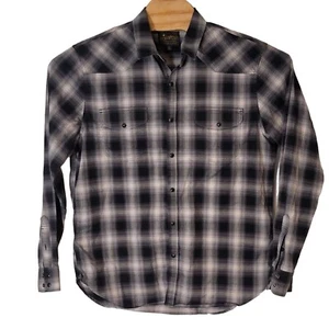 Lucky Brand Black Pearl Snap Shirt Men's Size Large Black White Western - Picture 1 of 6
