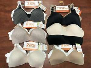 Warners Wirefree Bras T-Shirt Lined Seamless Cups Set of 2 Style 4011 Retail $60 - Picture 1 of 25