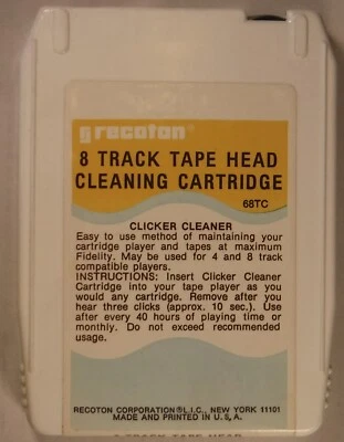 CARTUCHO DE LIMPIEZA DE CABEZAL DE CINTA PARA GRABADORAS DE CINTA DE 8 PISTAS / MARCA RECOTON Foto 1 de 4