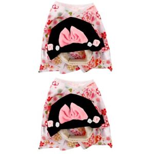 2 Sets  of Dog Japanese Kimono Dog Outfit Costumes Pets Dogs Puppy Headwear