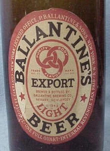Ballantines EXPORT Bottiglia paracolpi birra leggera 1943 - Newark, NJ - Foto 1 di 1