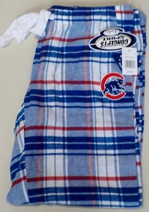 CHICAGO CUBS MUJER MLB DORMIR SALÓN PANTALONES PIJAMA L XL 2X NUEVO CON ETIQUETAS FRANELA A CUADROS - Imagen 1 de 2
