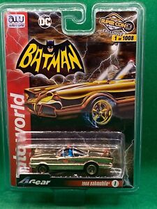 ORIGINAL AUTO WORLD 4 GEAR, SUPER CON EXCLUSIVE BATMAN BATMOBILE, GOLD/RED, NEW