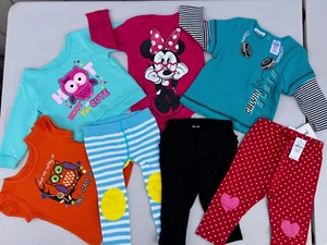 NEW Lot 7 Baby Girls Clothes 6-12m 9m 6m Gap Pants T-shirt Easter Rock Owl Music - Picture 1 of 13