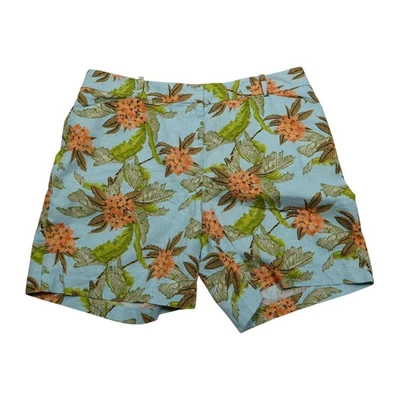 Pantalones Cortos Talbots Mujer Grandes Azul Tropical Floral Lino Algodón Hawaiano Resort Foto 1 de 4