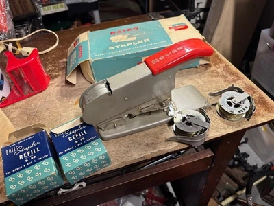 Bates Stapler Model C Wire Fed Made in USA WITH 2 Box  B-50 Refill - Image 1 of 3