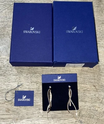 Swarovski Major Dangly Earrings Rose Gold Clear Crystal - Image 1 of 4