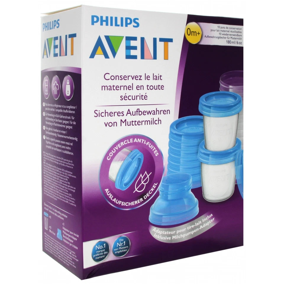 Avent 10 Gläser Haltbarkeit von Muttermilch SCF618/10 sind Gläser für die Aufbew - Bild 1 von 1