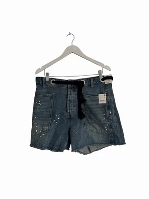 Free People Moxie Shorts Low Slung Blue Belted RRP £95 Size 30" 12 Denim - Image 1 of 4